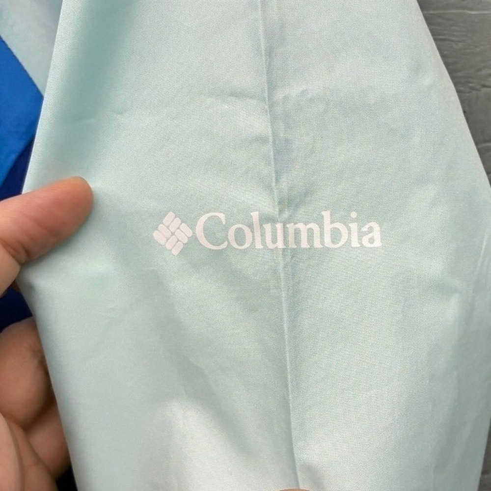 Columbia Colorblock Windbreaker Jacket Womens XL Blue Hooded Outdoor Hiking - Picture 4 of 11